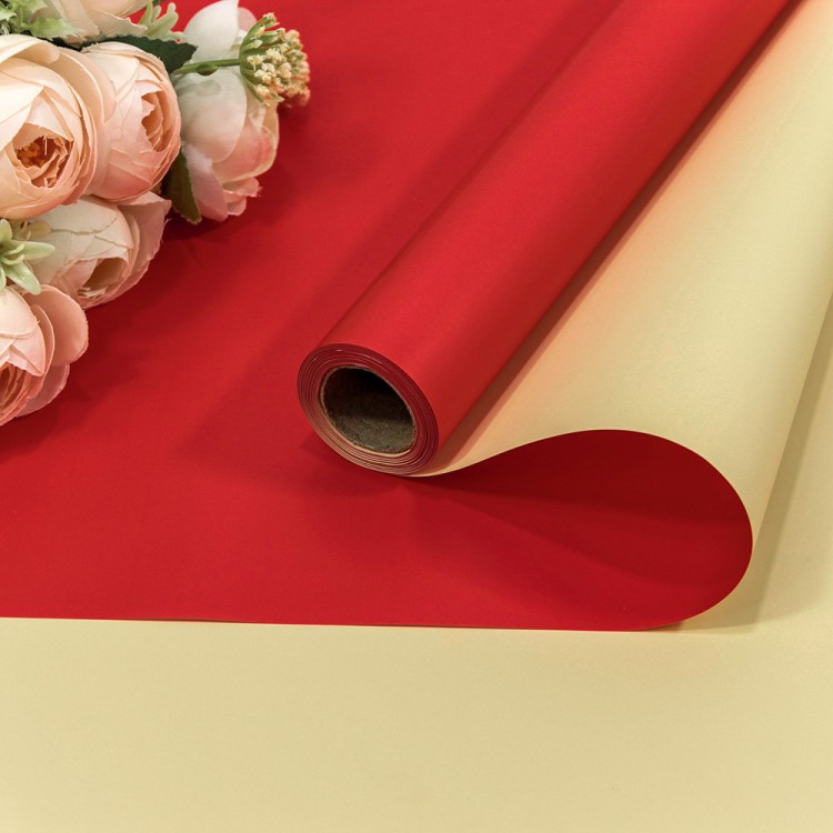 1604/199 Плёнка 0,58*10м матовая двухсторонняя 65мкм Красный/Бежевый 1/30