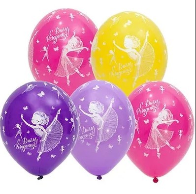 1111-1212 Шарики С ДР Балерина 36см, 5шт 1111-1212 Шарики С ДР Балерина 36см, 5шт