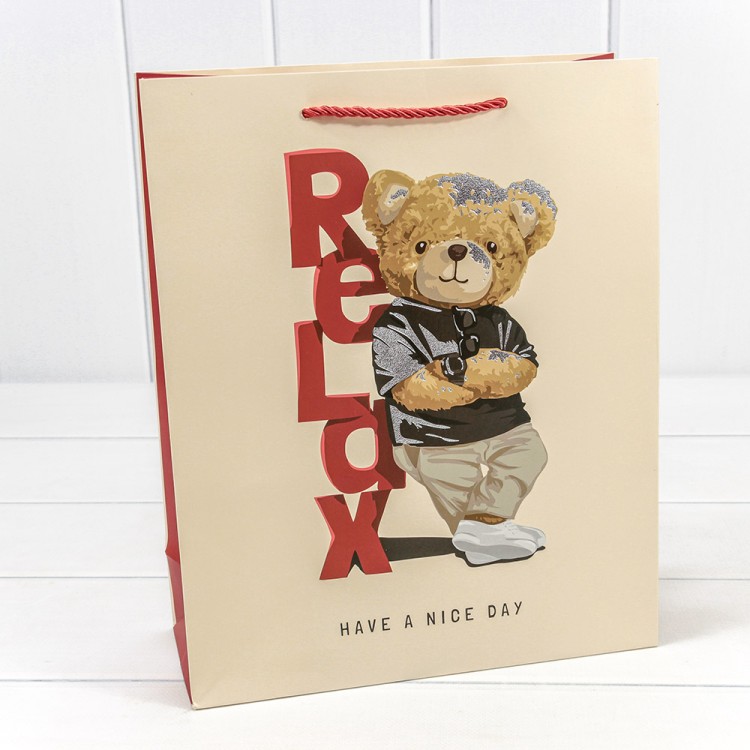 000109C Пакет подарочный с тиснением "Мишки" (микс 109) 26*32*10 210г 1/20 1/240