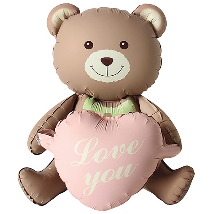 1208-0907 К Фигура AIR "Мишка с розовым сердцем" 26/66см пастель шар фольга