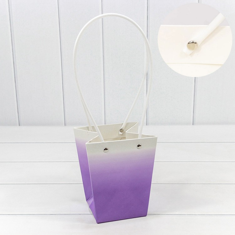 000184G/2 Пакет подарочный "Ваза для цветов" 15,5*13*9,5 260г "Градиент" Сиреневый 1/10 1/150