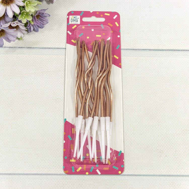 20010-27/13 Свечи для торта набор (12 шт.) 13см "Спираль" Бронзовый 1/12 1/240