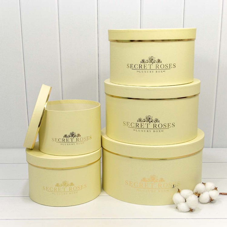 720885/9	Коробки Круглые Набор 1/5 30*16 "Secret Roses" Бежевый 1/8