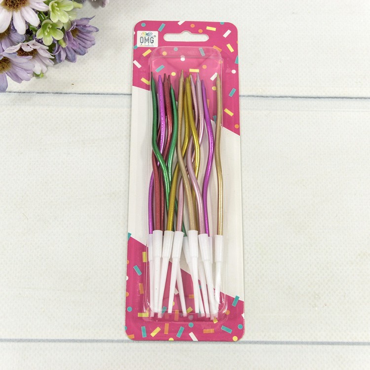 20010-27/14 Свечи для торта набор (12 шт.) 13см "Спираль" (микс) 1/12 1/240