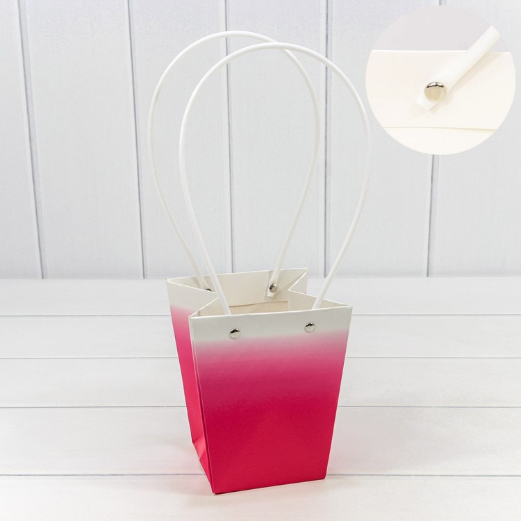 000184G/4 Пакет подарочный "Ваза для цветов" 15,5*13*9,5 260г "Градиент" Малиновый 1/10 1/150