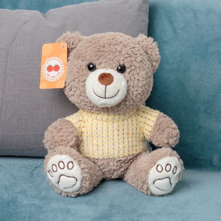 JX504016217BR Мягкая игрушка Мишка коричневый в желтой кофте модель Y16217 размер 40см