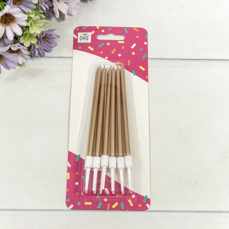 20010-28/1 Свечи для торта набор (12 шт.) 10см Золотой 1/12 1/240