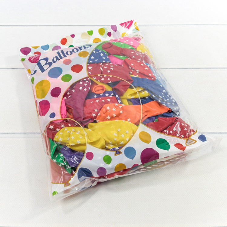 16500/3 Шарики воздушные из латекса с рисунком 12"/30см (100 шт.) 2,8г (микс 3) 1/60