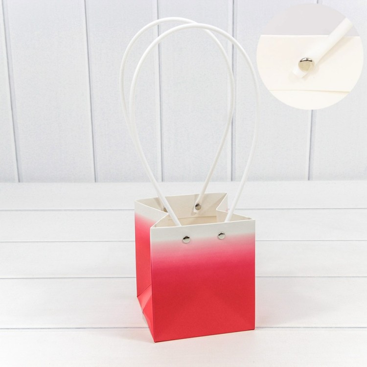 000184F/3 Пакет подарочный "Ваза для цветов" 13*11,5*11,5 260г "Градиент" Красный 1/10 1/150