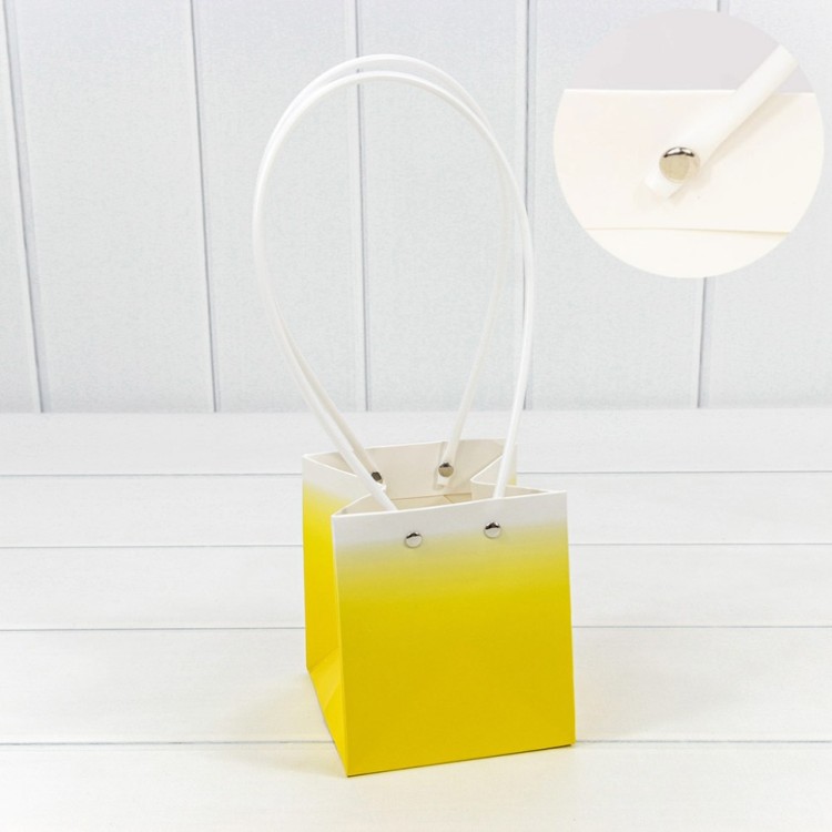 000184F/5 Пакет подарочный "Ваза для цветов" 13*11,5*11,5 260г "Градиент" Жёлтый 1/10 1/150