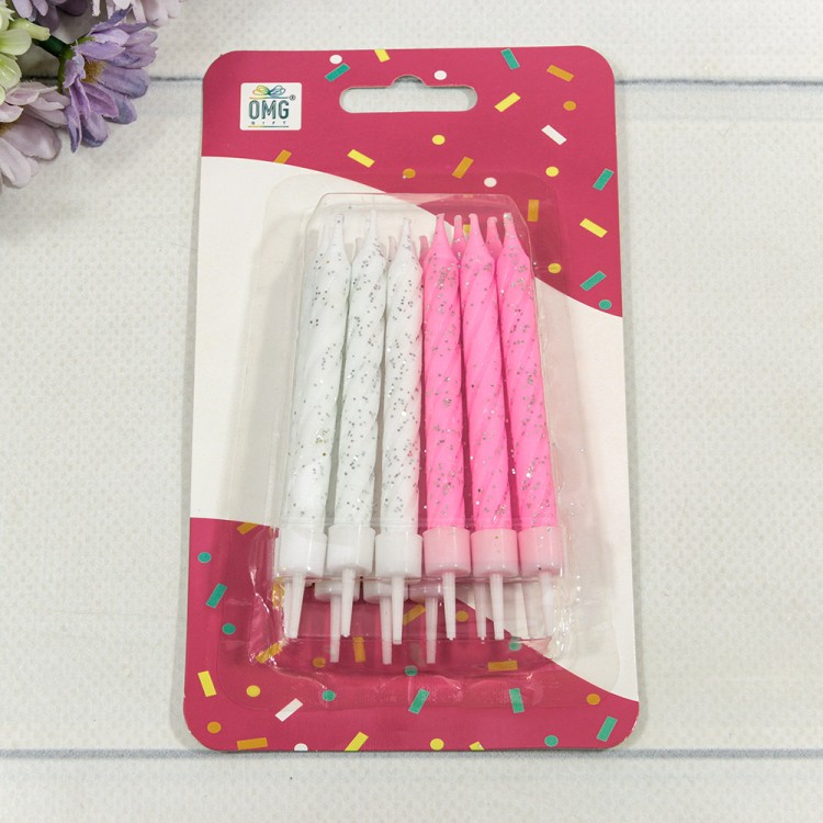 20010-95/15 Свечи для торта набор (12 шт.) 8см (микс 15) 1/12 1/144