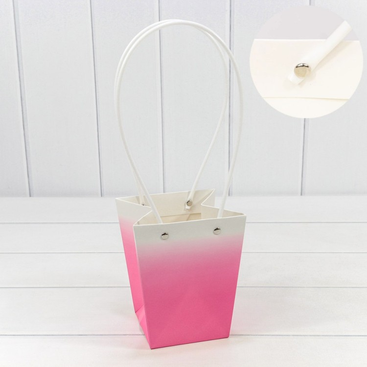 000184G/9 Пакет подарочный "Ваза для цветов" 15,5*13*9,5 260г "Градиент" Тёмно-розовый 1/10 1/150