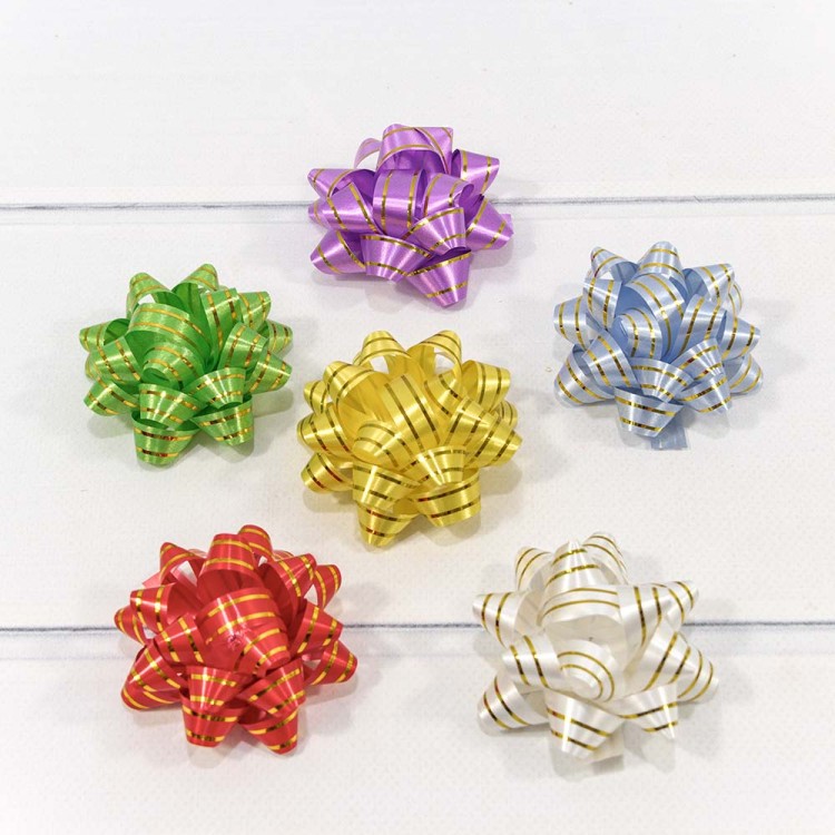 500560-25 Бант "Звезда" на липучке с золотой полосой 6,3 см (40 штук в упаковке) 1/30