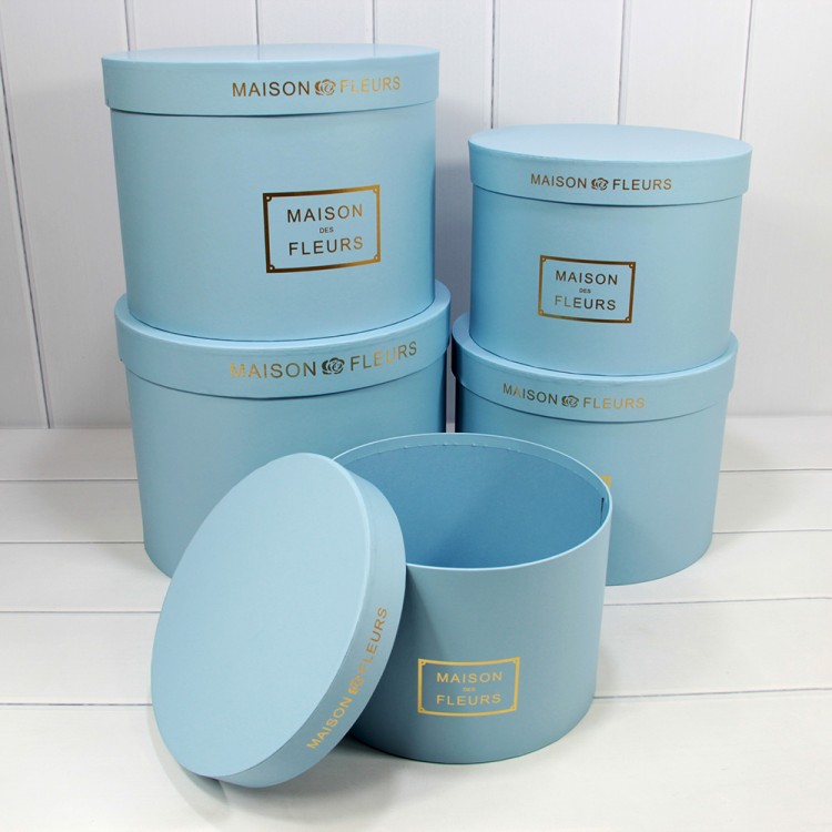 7215006/1394 Коробки Круглые Набор 1/5 32*24,5 "Maison des Fleurs" Голубой 1/4