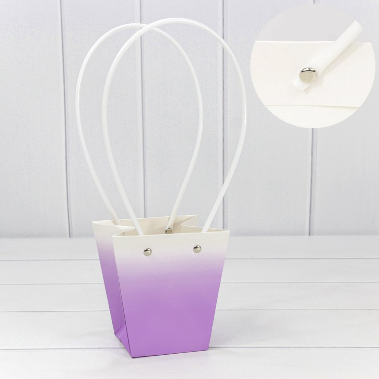 000184H/2 Пакет подарочный "Ваза для цветов" 12,5*12*8 "Градиент" Сиреневый 1/10 1/200