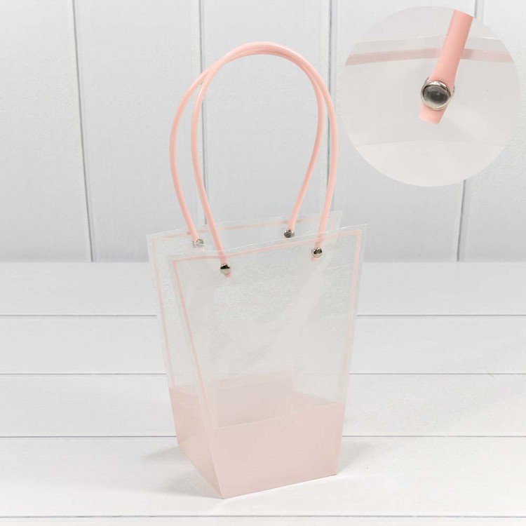 000175E Пакет пластиковый "Ваза для цветов" 20*17*10 Розовый 1/10 1/300