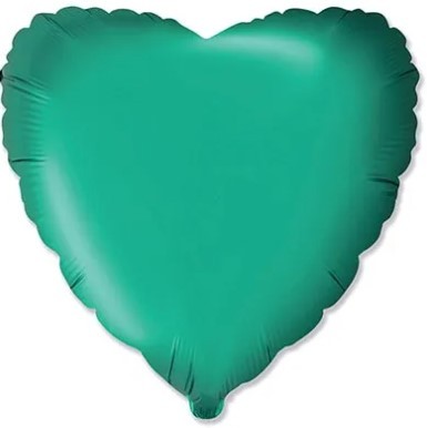 1204-1493 Шар сердце 45см Сатин Green