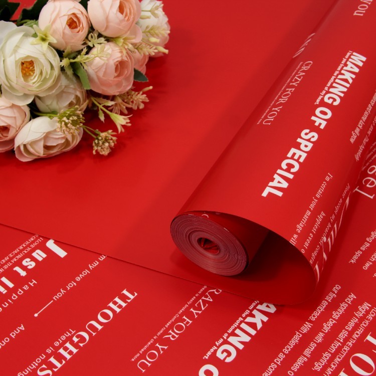 80077/3546 Плёнка 59см 800г с печатью 65мкм Красный-3546 1/6 1/12