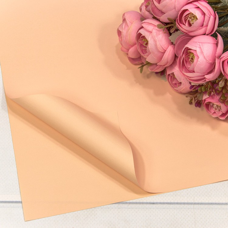 1698/4030 Плёнка в листах 55*55 (20 шт.) матовая "Корейская" 55мкм Персиковый 1/60