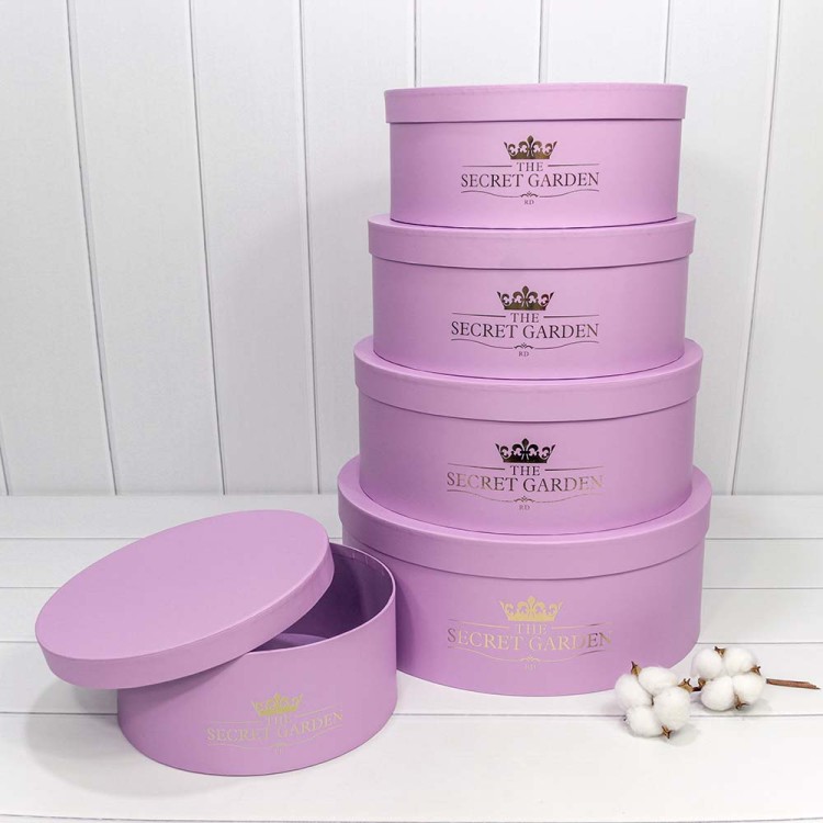 720888/5	Коробки Круглые Набор 1/5 37,5*14,5 "The Secret Garden" Сиреневый 1/6