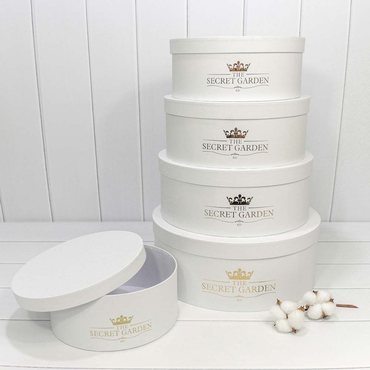720888/2	Коробки Круглые Набор 1/5 37,5*14,5 "The Secret Garden" Белый 1/6