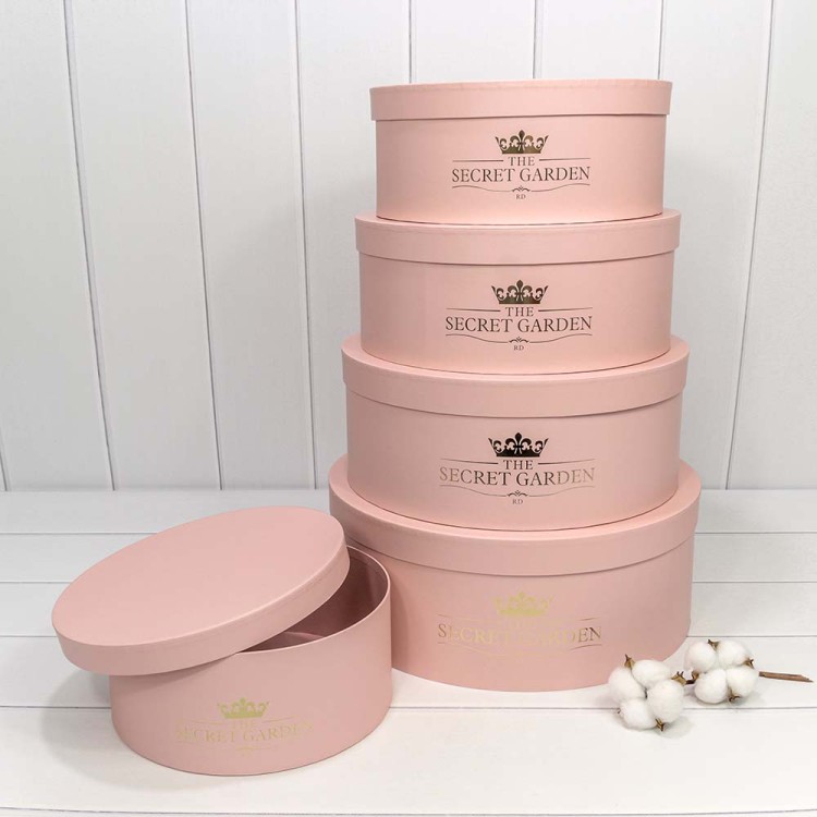 720888/6	Коробки Круглые Набор 1/5 37,5*14,5 "The Secret Garden" Персиковый 1/6