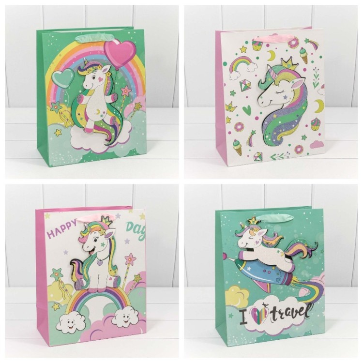 000303A Пакет подарочный с 3D аппликацией "Единорог" (микс) 32*45*15 230г 1/20 1/120 000303A Пакет подарочный с 3D аппликацией "Единорог" (микс) 32*45*15 230г 1/20 1/120
