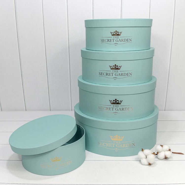 720888/8	Коробки Круглые Набор 1/5 37,5*14,5 "The Secret Garden" Голубой 1/6
