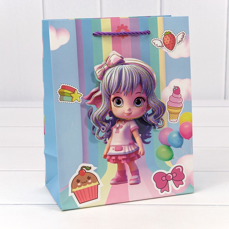 000265E Пакет подарочный с 3D аппликацией "Детский" (микс 265) 18*23*10 210г 1/20 1/360