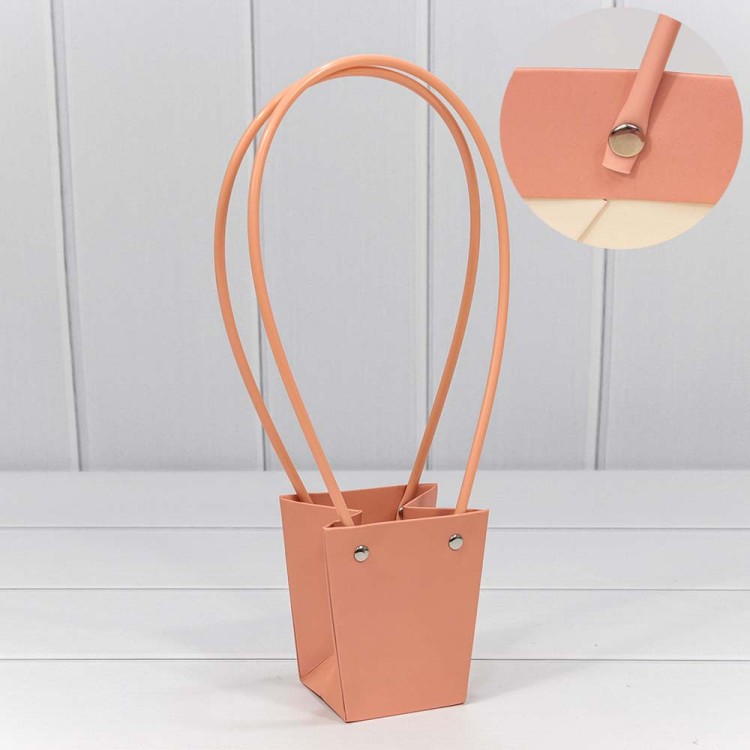 000171J/6 Пакет подарочный "Ваза для цветов" 10*9*6,5 Бежево-красный 1/10 1/300 