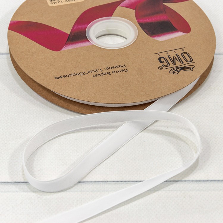 592-12/49 Лента Бархат 1,2см*25ярд Белый 1/16 1/64