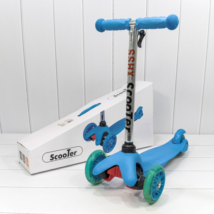 000200-200 Самокат детский 3-х колёсный со светящимися колесами (ассортимент) 1/12