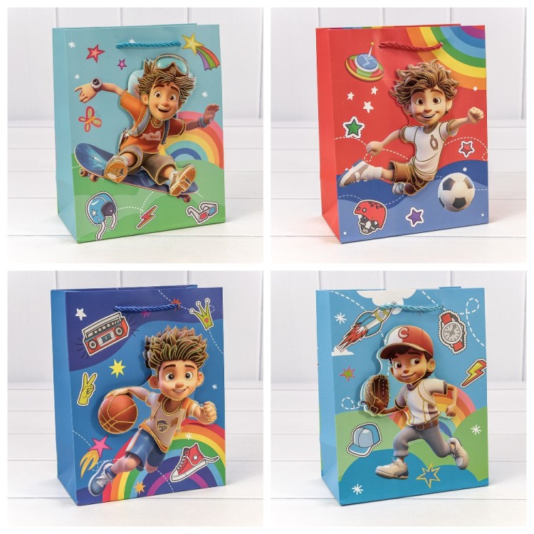 000267E Пакет подарочный с 3D аппликацией "Детский" (микс 267) 18*23*10 210г 1/20 1/360