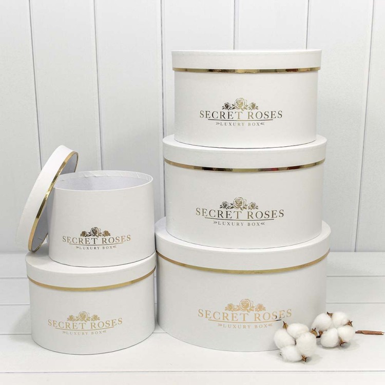 720885/2	Коробки Круглые Набор 1/5 30*16 "Secret Roses" Белый 1/8