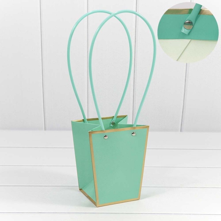 000172G/3375 Пакет подарочный "Ваза для цветов" 15,5*13*9,5 с золотой рамкой Тиффани 1/10 1/150