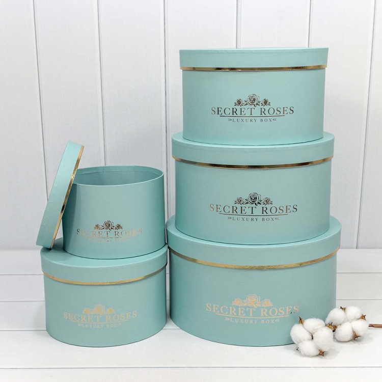 720885/8	Коробки Круглые Набор 1/5 30*16 "Secret Roses" Голубой 1/8